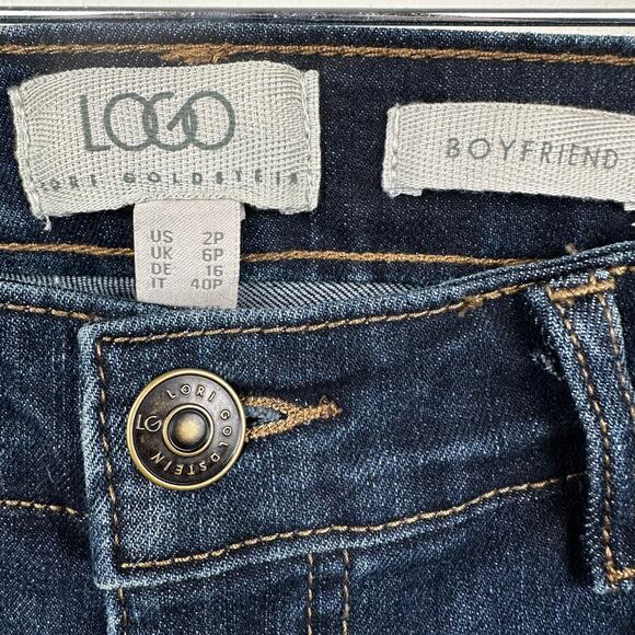 LOGO by Lori Goldstein Petite Shadow Patch Boyfriend Jeans Cropped Size 2P Boho - Picture 7 of 11